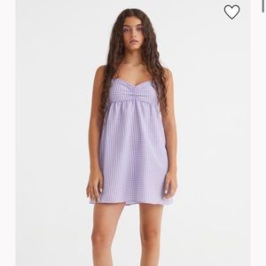 NTW H&M Purple and White Gingam Mini Babydoll Dress